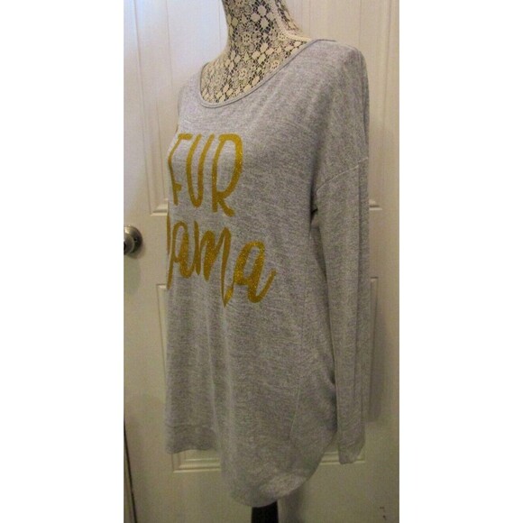 Simply Southern Top NWT Grey Fur Mama Pullover Long Sleeve Open Back Size L - Picture 3 of 11